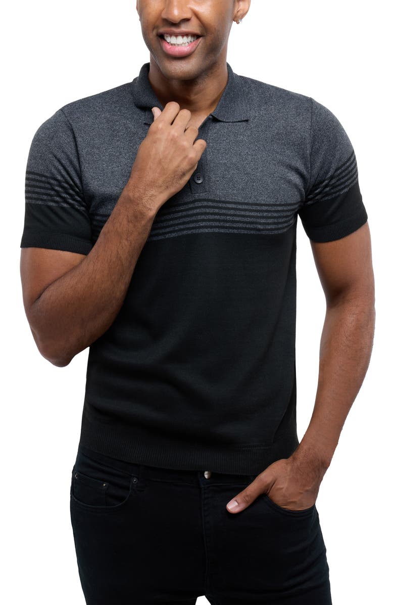 Spring + Mercer Golf Polo Sweater, Alternate, color, Charcoal/ Black