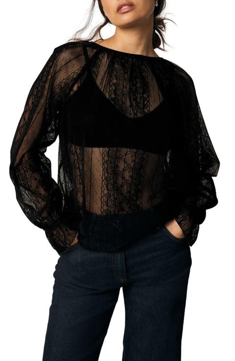 Bow Back Sheer Lace Top