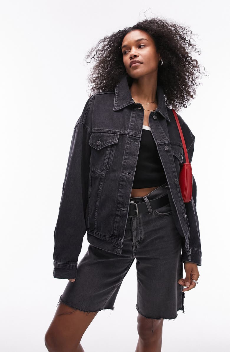 Topshop Balloon Denim Trucker Jacket, Main, color,