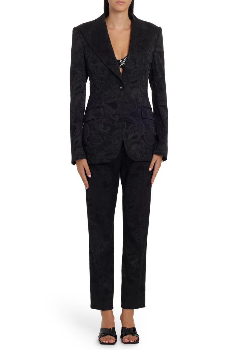 Floral Jacquard Blazer, Alternate, color, BLACK