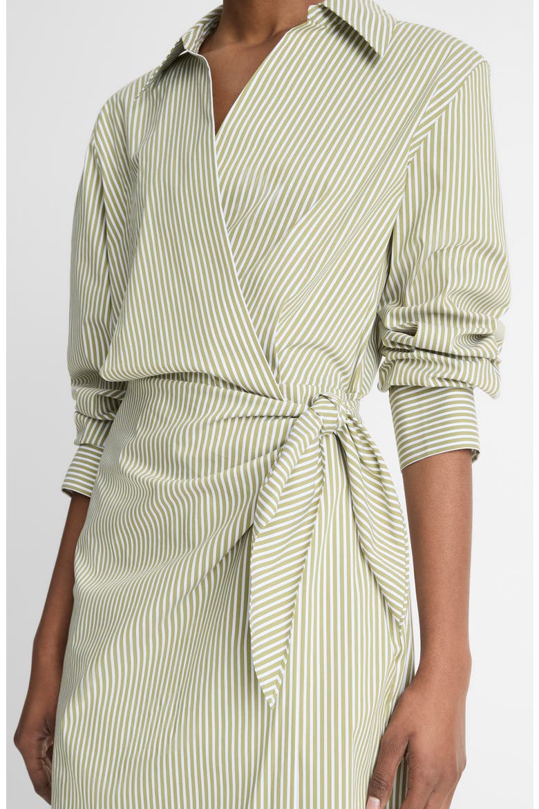 Furrow Stripe Long Sleeve Wrap Shirtdress, Alternate, color, HERBARIA/OFF WHITE