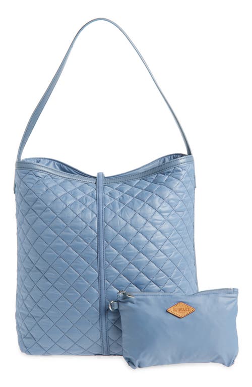Mz Wallace Large Astor Quilted Nylon Hobo Bag In Stone Blue