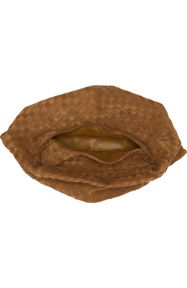 Bottega Veneta Large Hop Intrecciato Suede Hobo Bag, Alternate, color, Acorn/ Brass