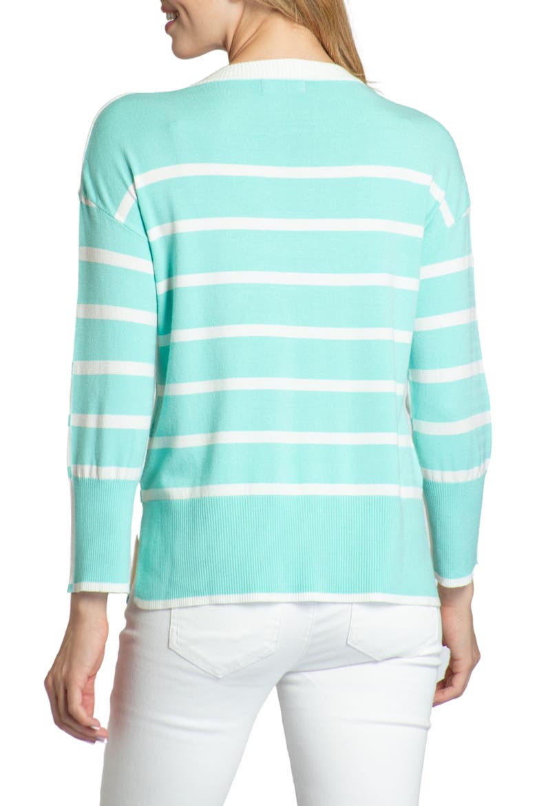 Half & Half Stripe Crewneck Sweater, Alternate, color, MINT MULTI