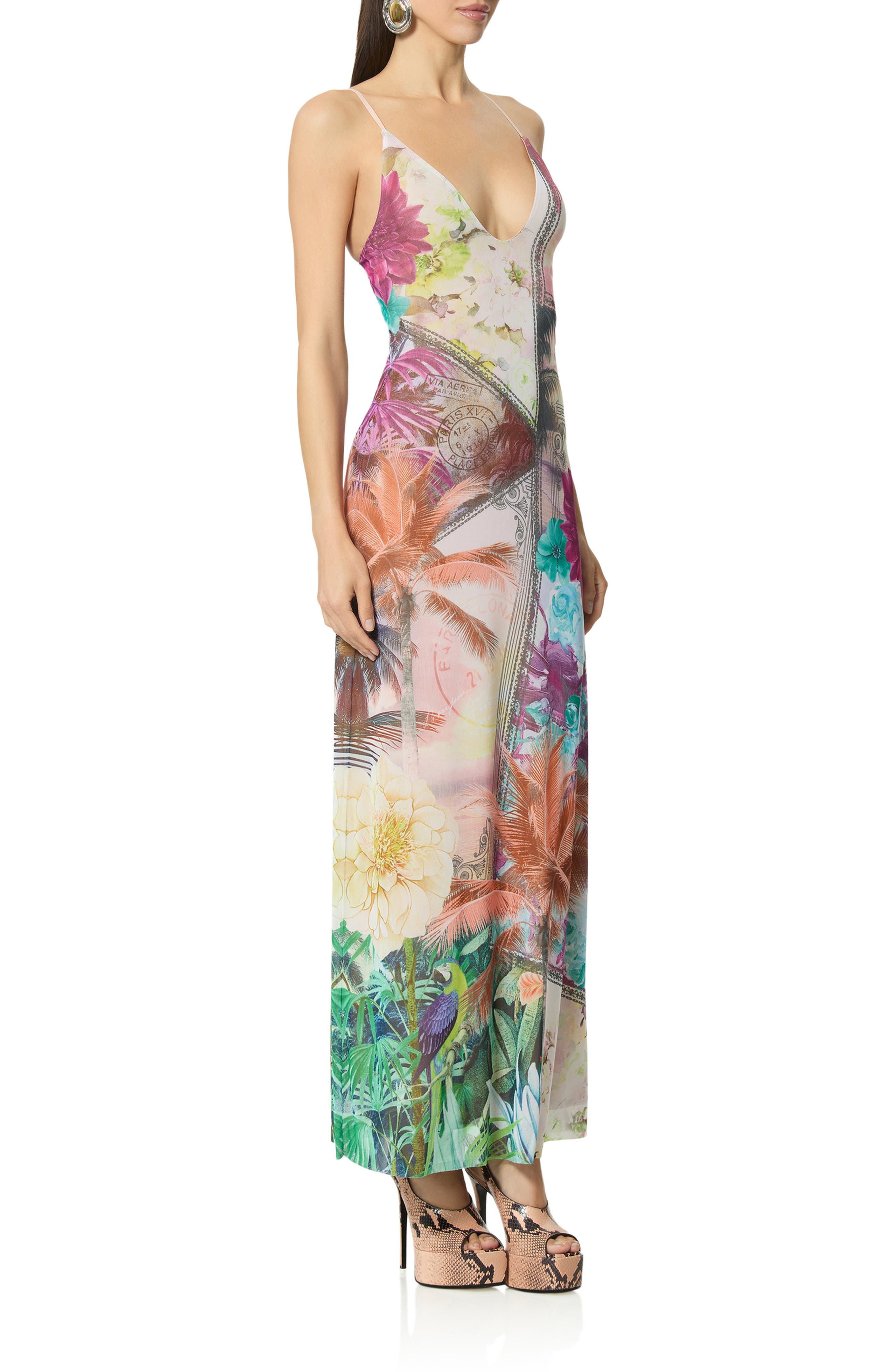 AFRM Romy Postcard Print Mesh Slipdress (Women) | Nordstrom