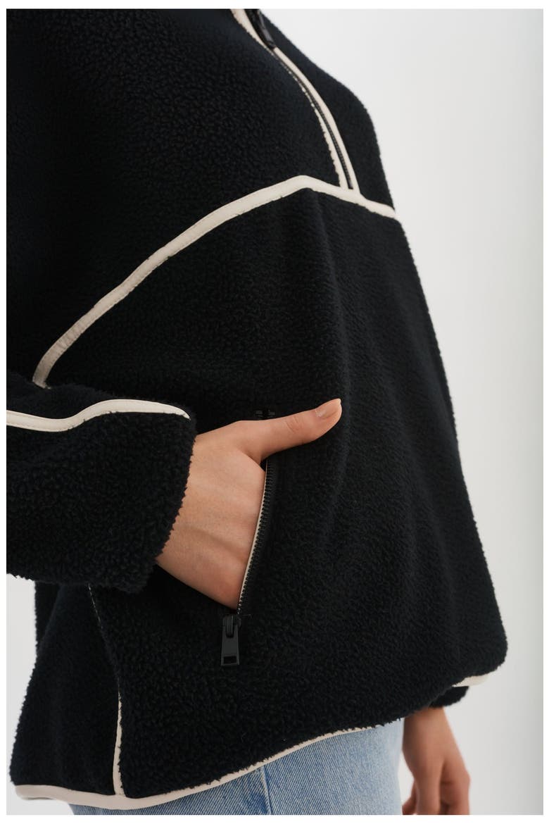 Helsa | Polar Fleece Pullover, Alternate, color, Black/Ivory
