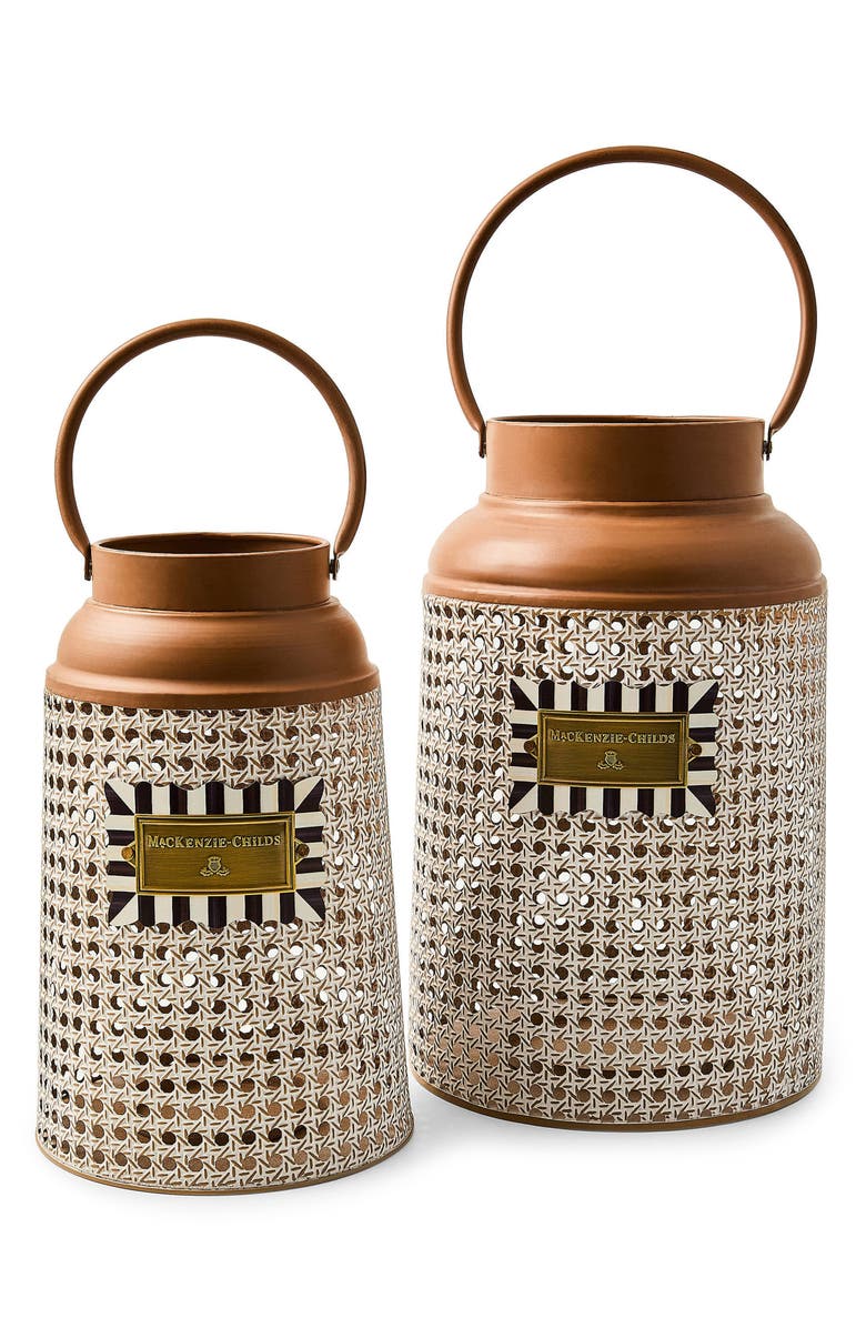 MACKENZIE CHILDS Cane Large Lantern, Alternate, color, Beige