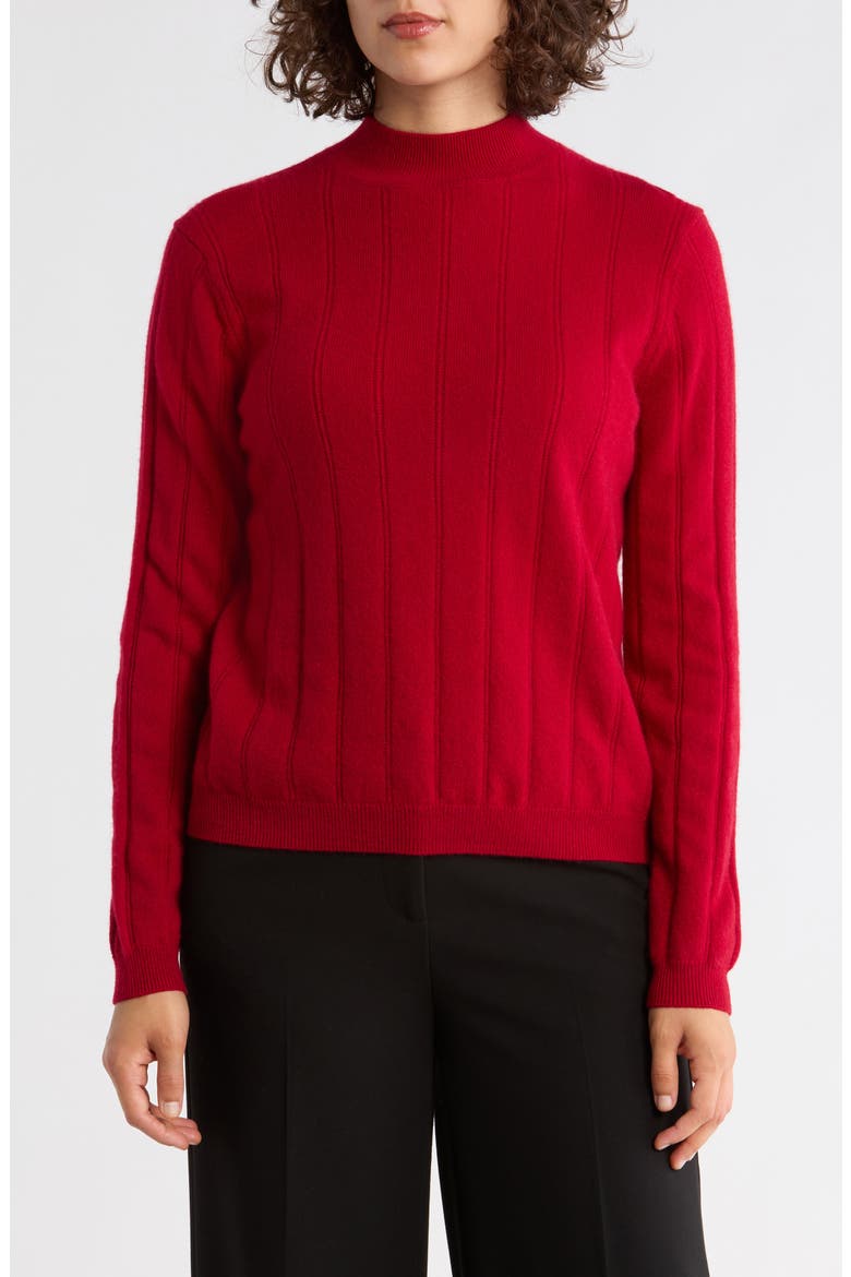 Wide Rib Wool & Cashmere Sweater, Main, color, DARK RED