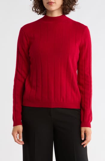 Bruno Magli Wide Rib Wool & Cashmere Sweater In Red