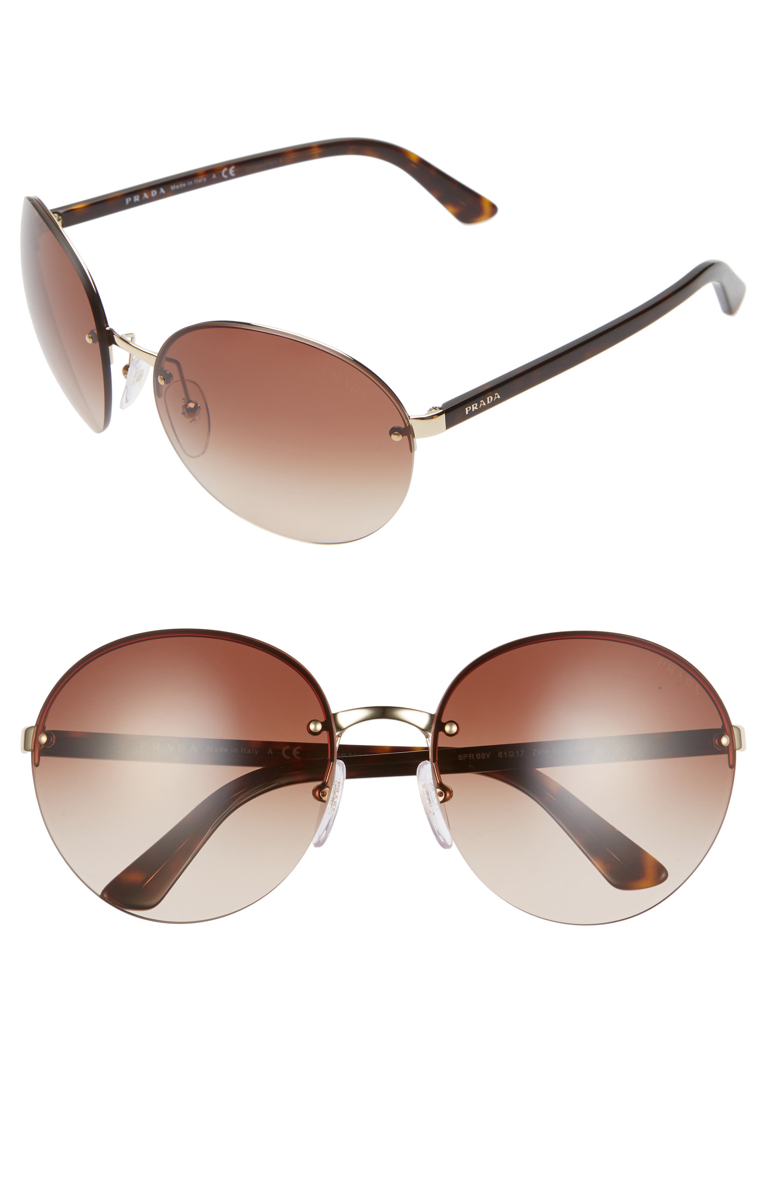 Prada 61mm Rimless Round Sunglasses