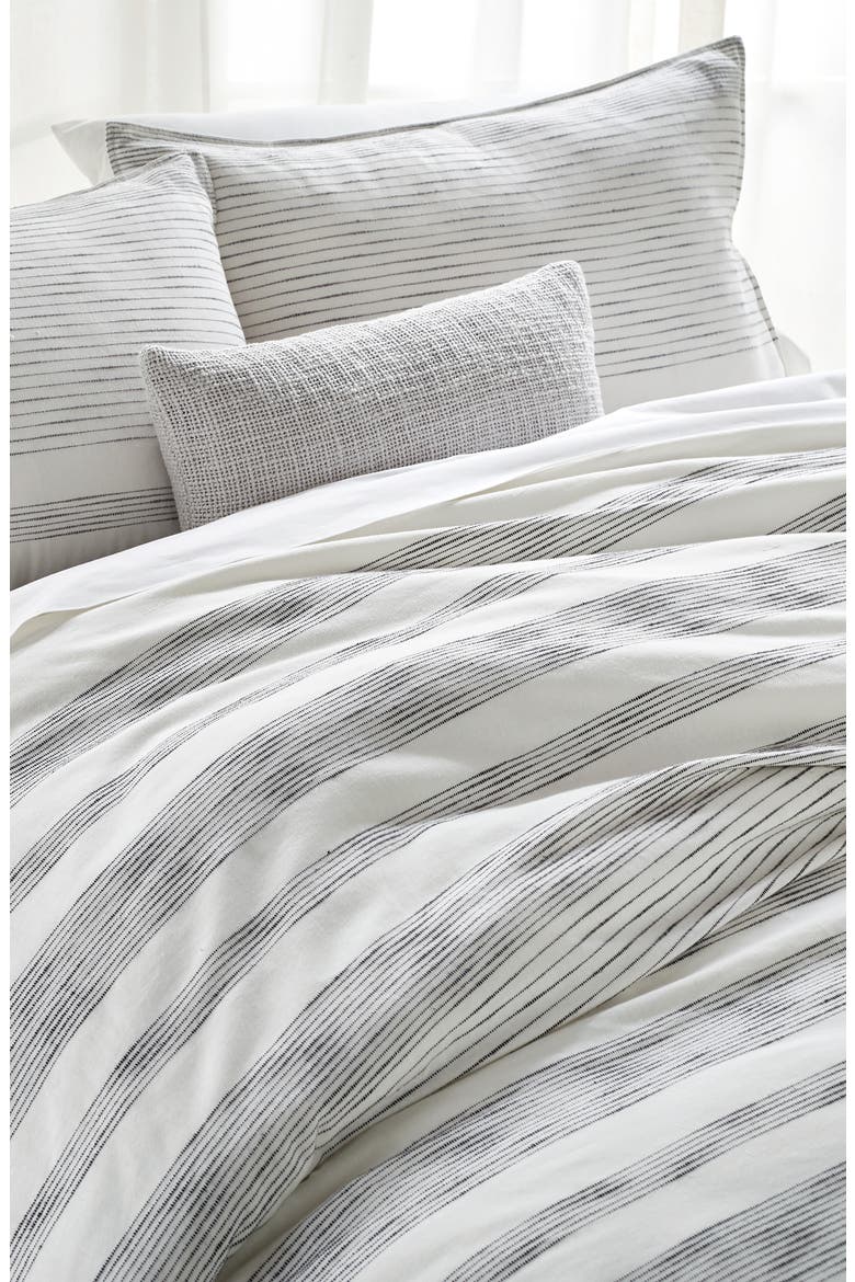 Pure Woven Stripe Duvet, Alternate, color, IVORY/ BLACK