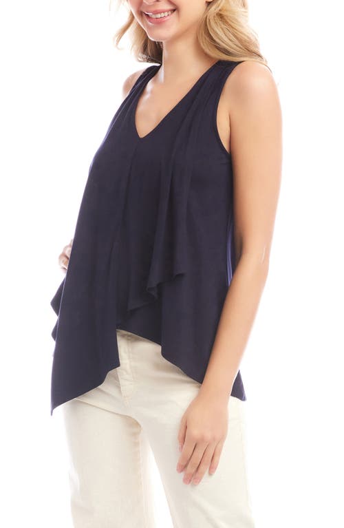Shop Karen Kane Drape Layered Asymmetric Tank In Navy