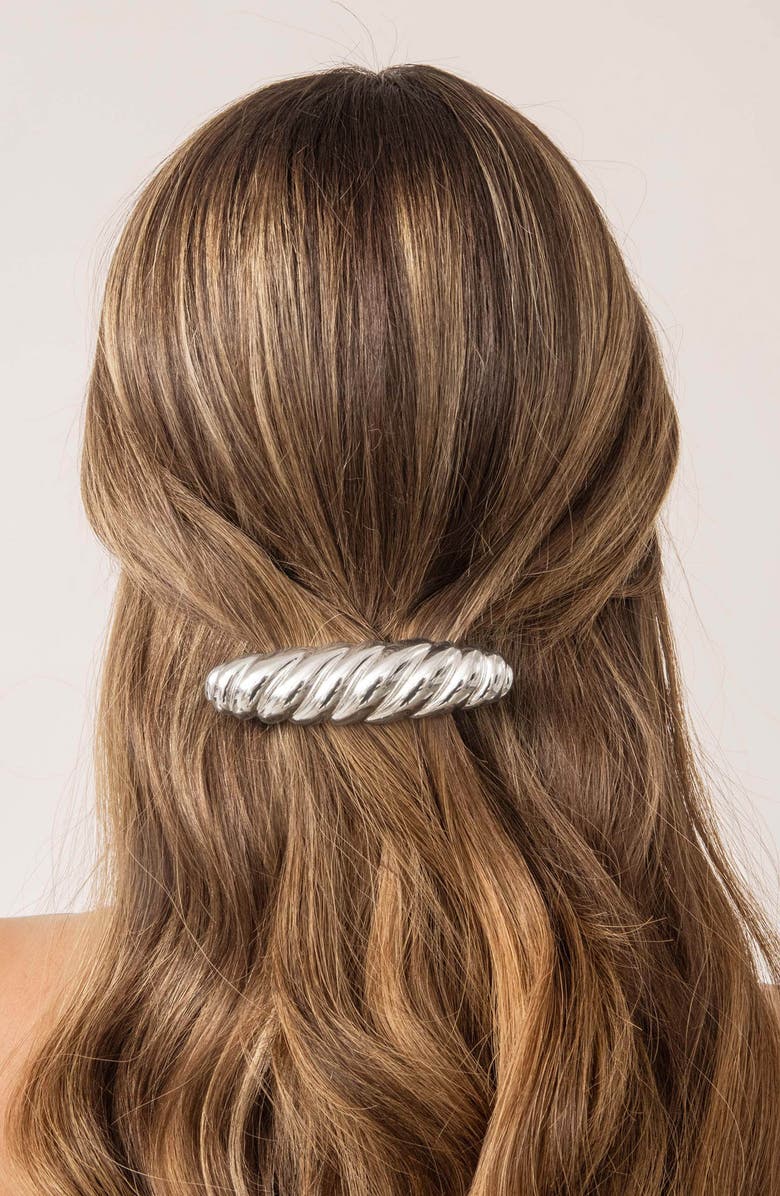 Ettika Twisted Oblong Hair Barrette, Alternate, color, Silver