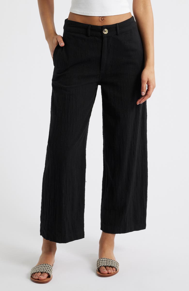 Rip Curl Vacation Crop Wide Leg Cotton Slub Pants, Main, color,