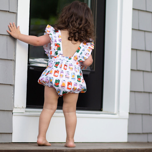 WORTHY THREADS WORTHY THREADS RUFFLE SLEEVE BUBBLE ROMPER 