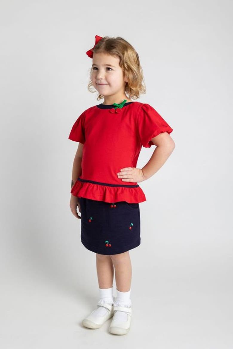 French Terry Skort With Embroidered Cherries, Alternate, color, Navy
