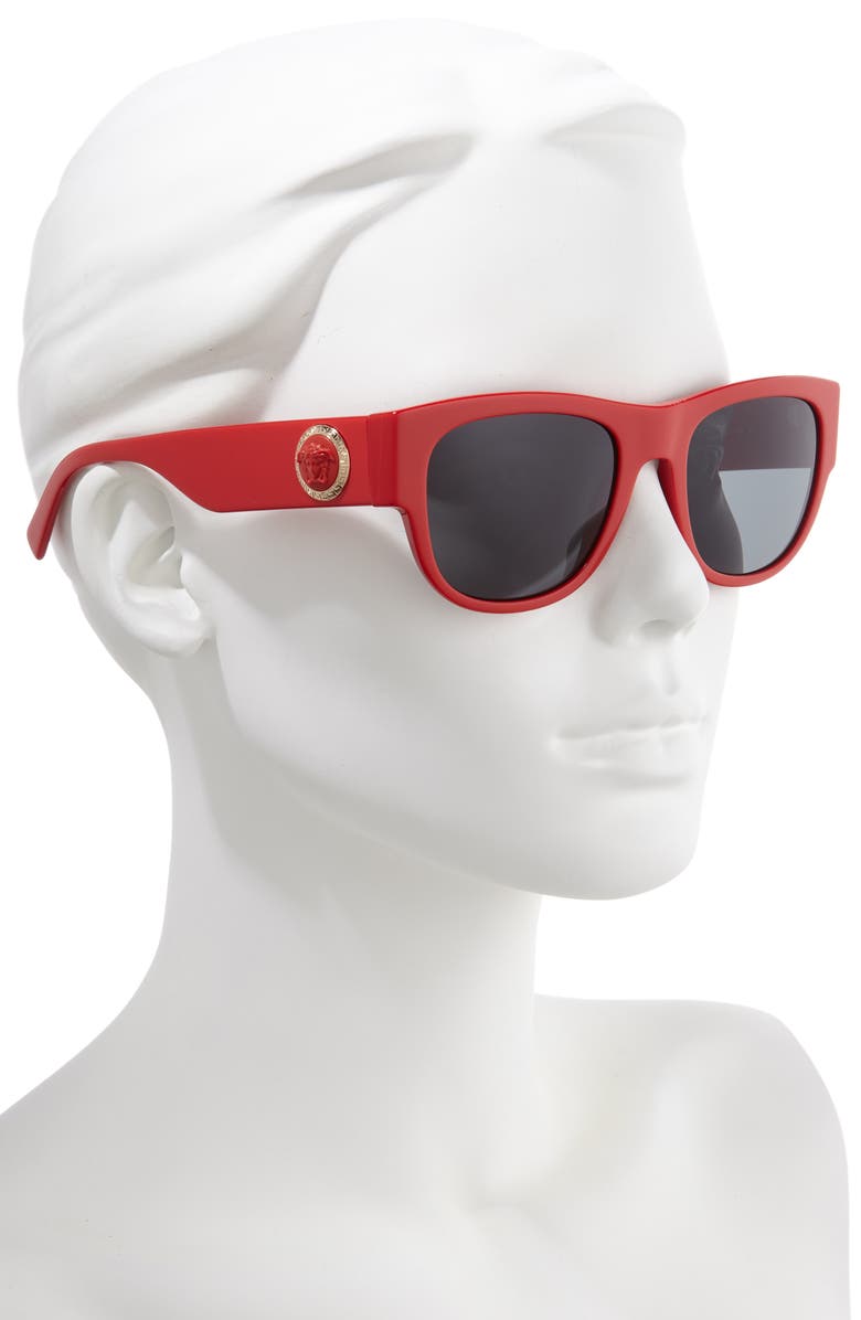 Versace 55mm Square Sunglasses, Alternate, color, Red/ Grey Solid