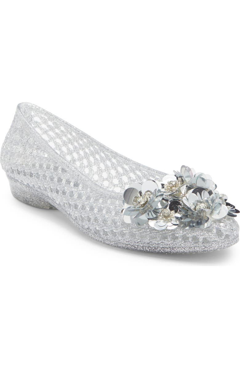 Jeffrey Campbell Kaiz Jelly Flat, Main, color, Silver Glitter Silver