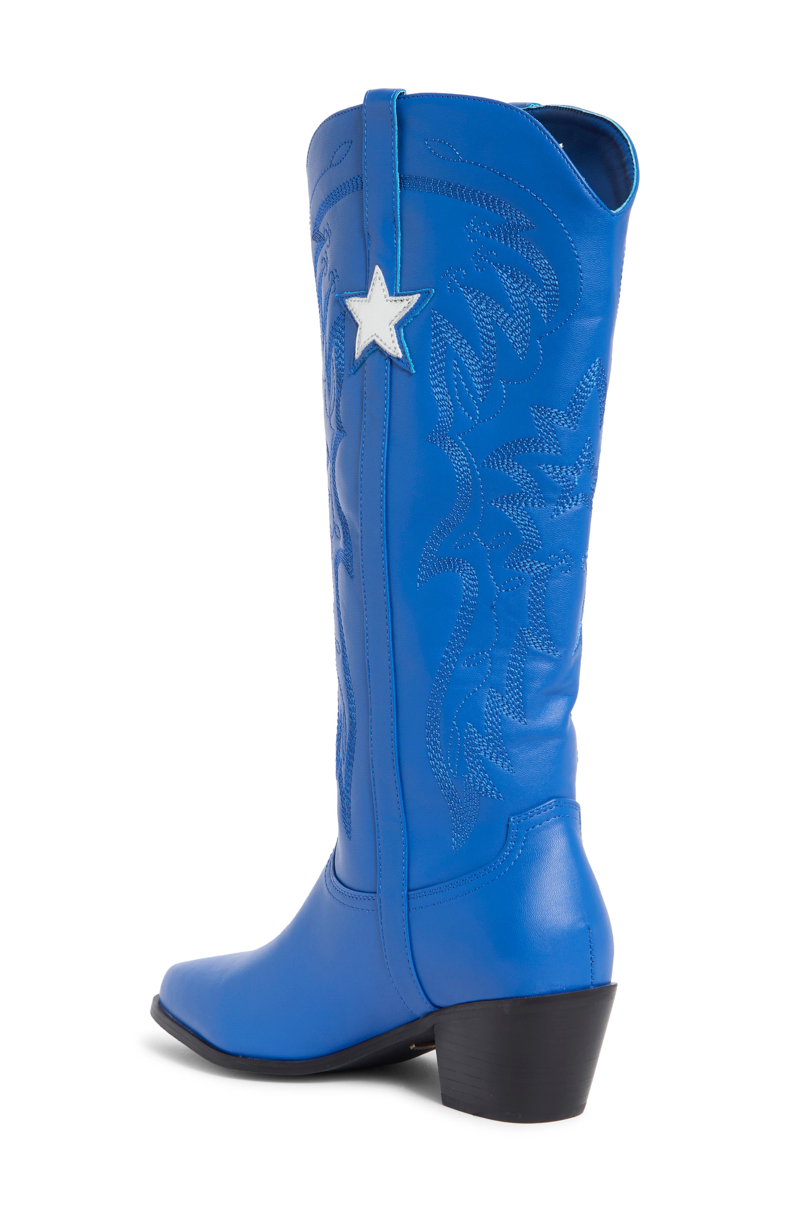 Ubelle Faux Leather Western Boot, Alternate, color, BLUE/ SILVER METALLIC