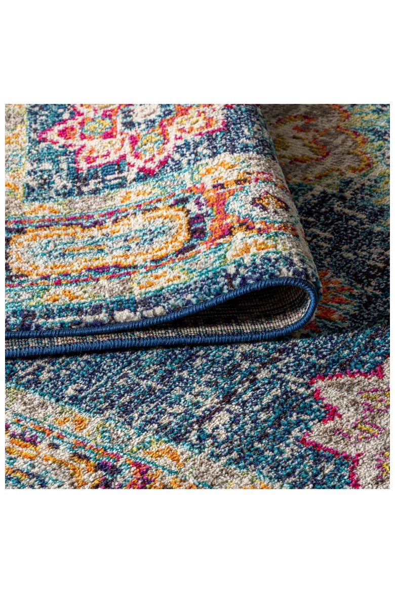 Bohemian FLAIR Boho Vintage Medallion Area Rug, Alternate, color, Navy/Red
