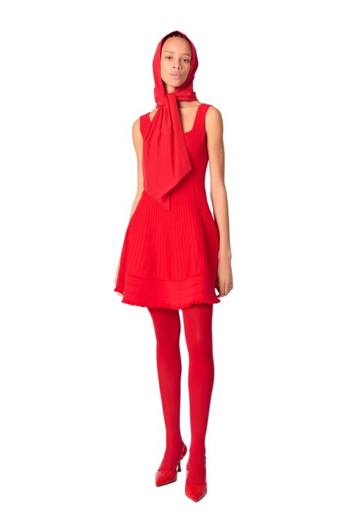 Maje Minikleid Aus Tweed Aus Einer Baumwollmischung In Red