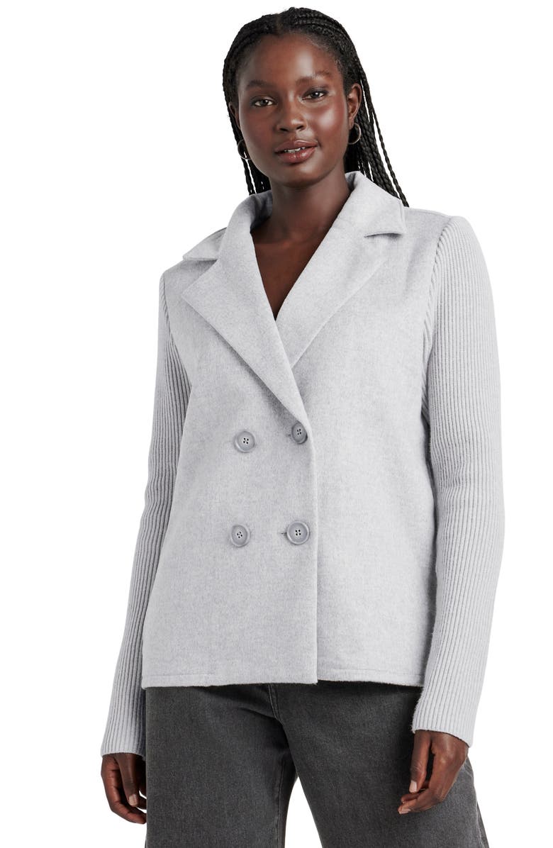 Splendid Singrid Double Breasted Wool Blend Jacket, Alternate, color, Ice Hthr Grey
