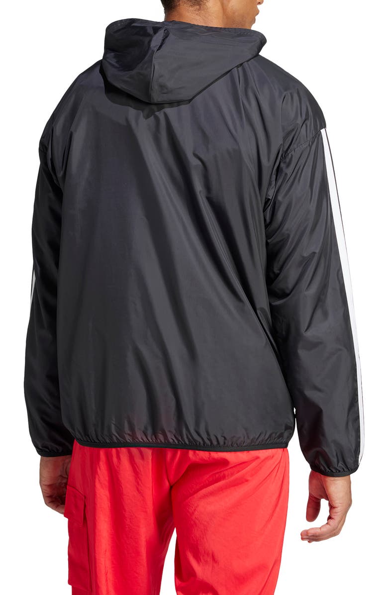 adidas Essential 3-Stripes Hooded Windbreaker, Alternate, color, Black/ White