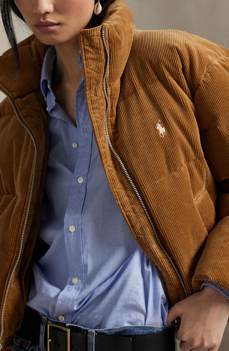 Polo Ralph Lauren Quilted Corduroy Down Jacket, Alternate, color, Tan