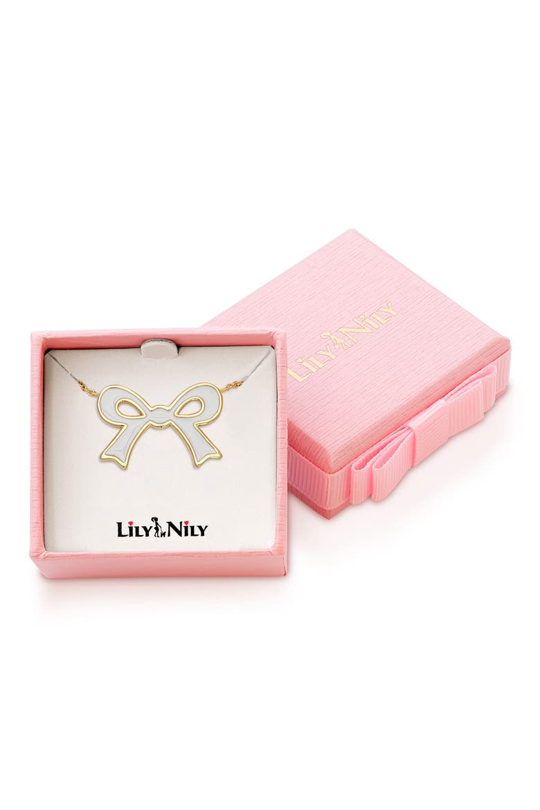 Kids' Flat Bow Pendant Necklace, Alternate, color, WHITE