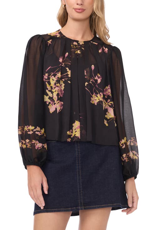 Floral Pleat Front Top