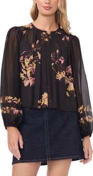 Vince Camuto Floral Pleat Front Top