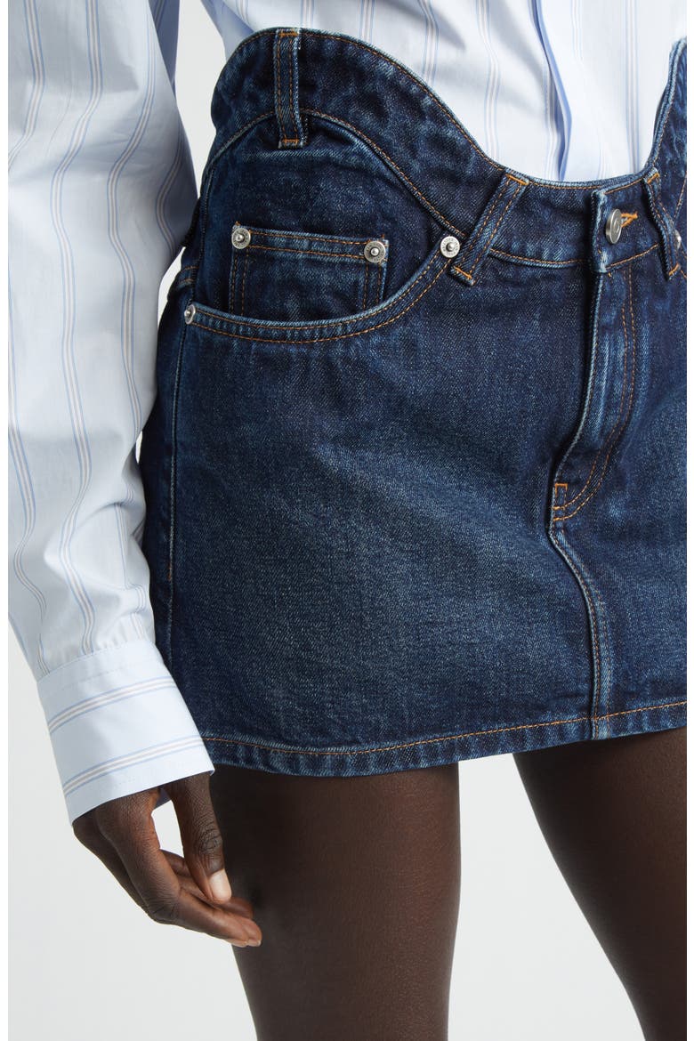 Curvy Waistband Denim Miniskirt, Alternate, color, INDIGO