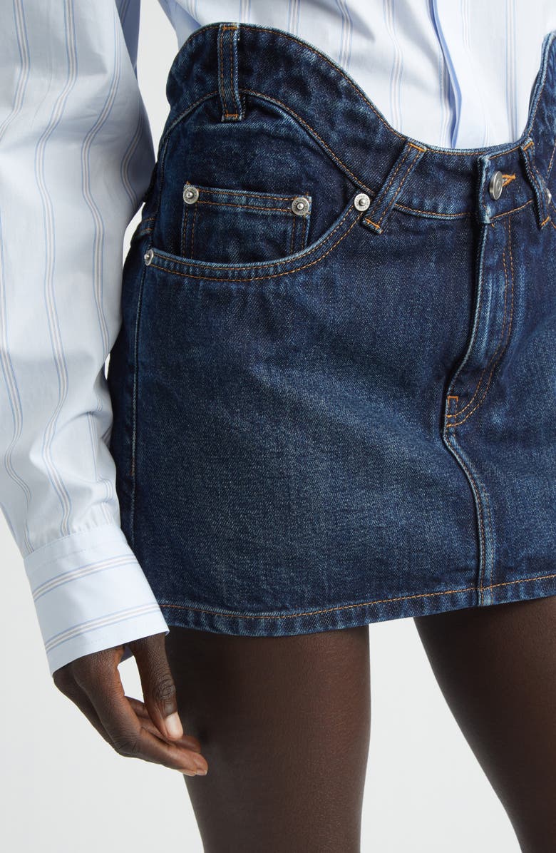 Jean Paul Gaultier Curvy Waistband Denim Miniskirt, Alternate, color, Indigo