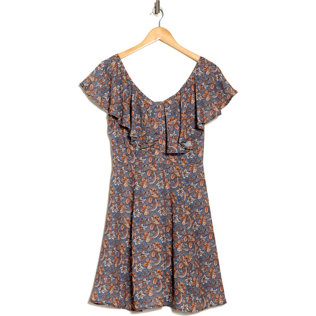 WISHLIST WISHLIST FLUTTER SLEEVE FIT-AND-FLARE DRESS