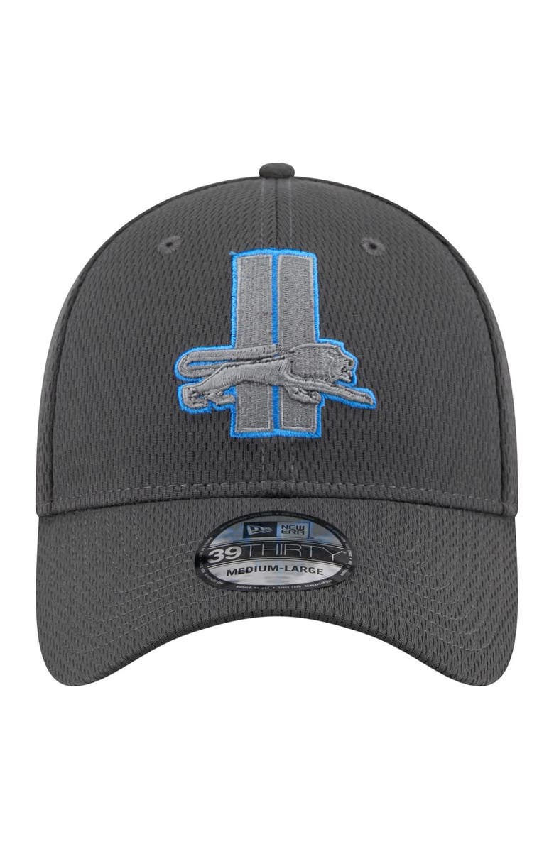New Era Men's New Era Graphite Detroit Lions Throwback Logo Main 39THIRTY Flex Hat, Alternate, color, 