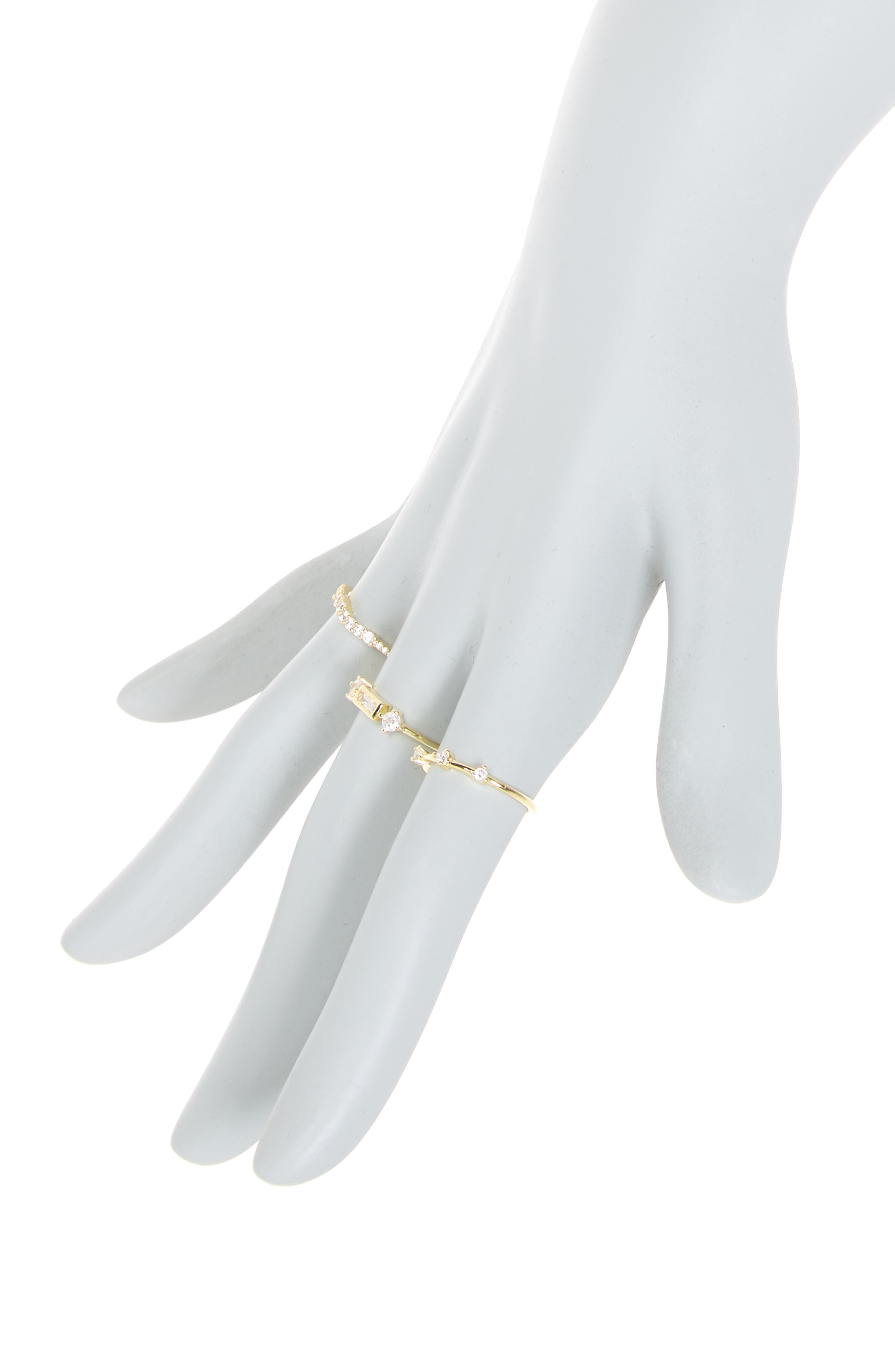 NORDSTROM RACK Set of 3 Baguette & Round CZ Stackable Rings (Women ...