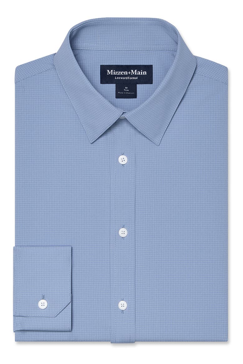 Leeward Trim Fit Performance Plaid Shirt, Alternate, color, SKY LEVI PLAID