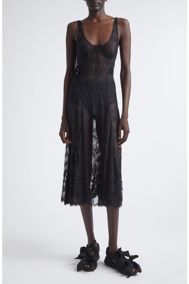 Pamela Sheer Lace Slipdress, Main, color, BLACK