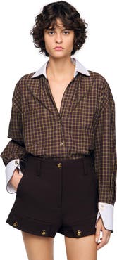 SANDRO Two-tone check shirt