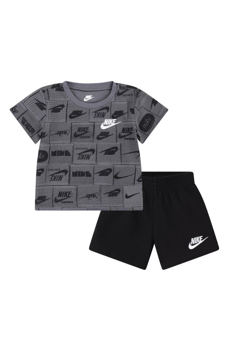 Nike Sportswear Club Graphic T-Shirt & Sweat Shorts Set, Main, color, Black
