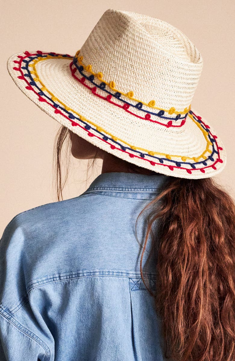 Brixton Joanna Embroidered Straw Hat, Alternate, color, 