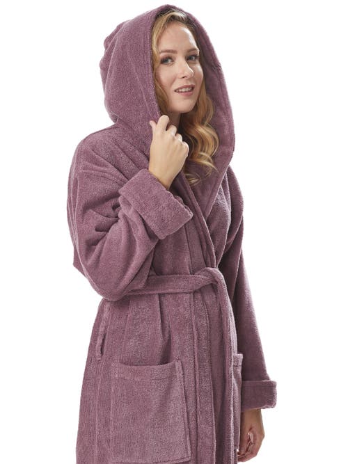 Arus Womens Gots Certified Oganic Cotton Long Hooded Robe In Brown