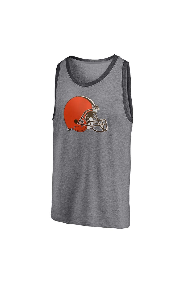 FANATICS Men's Fanatics Branded Heathered Gray/Heathered Charcoal Cleveland Browns Famous Tri-Blend Tank Top, Alternate, color, Heather Gray