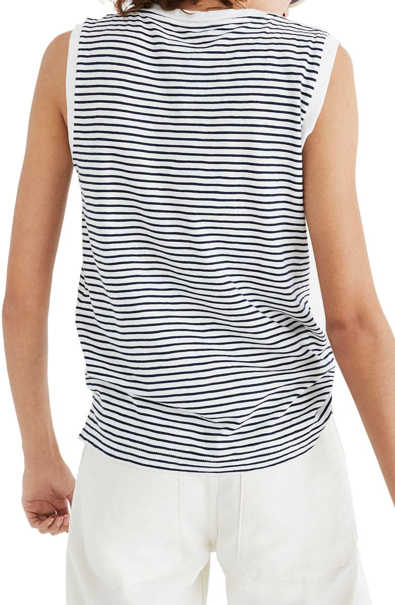 Madewell Whisper Cotton Stripe Crewneck Muscle Tank, Main, color, 