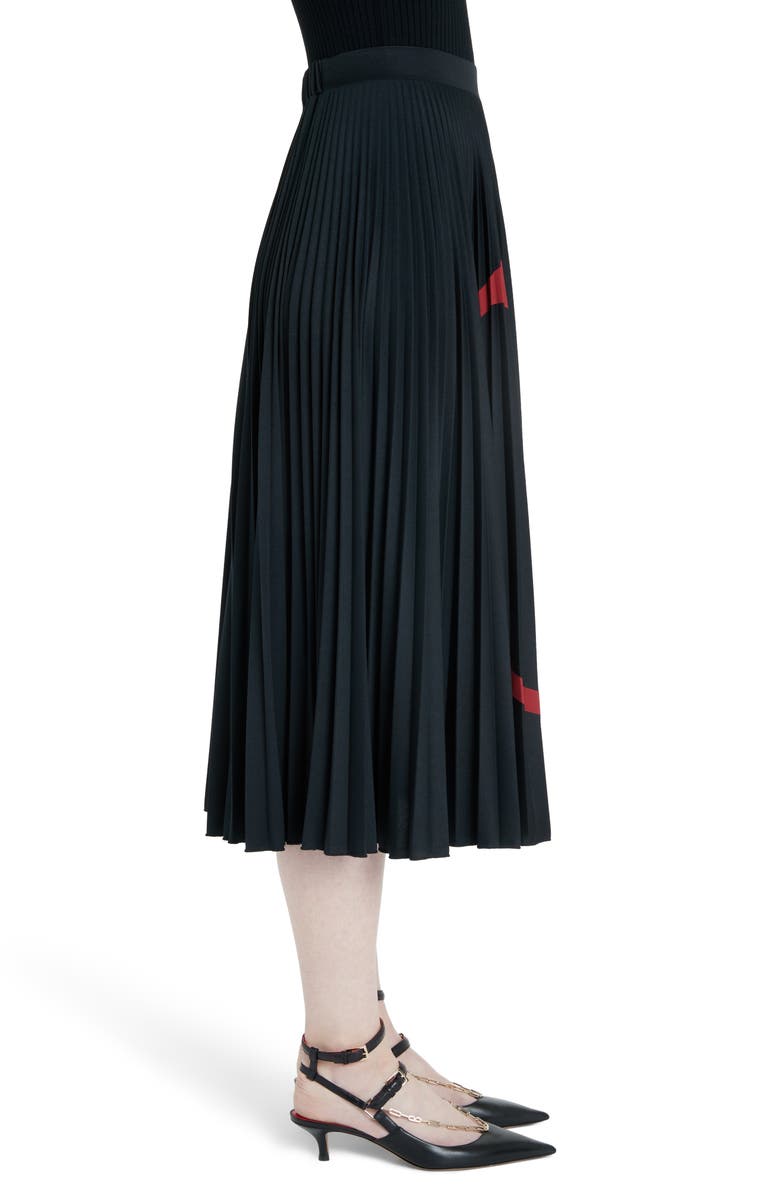 Valentino VLOGO Pleated Jersey Midi Skirt, Alternate, color,