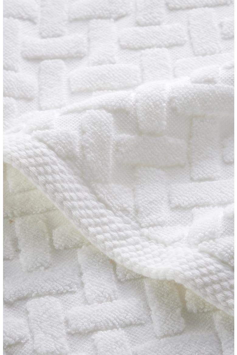 Trellis Textured Cotton Rayon Fibre Blend Soft Bath Towels, Alternate, color, White
