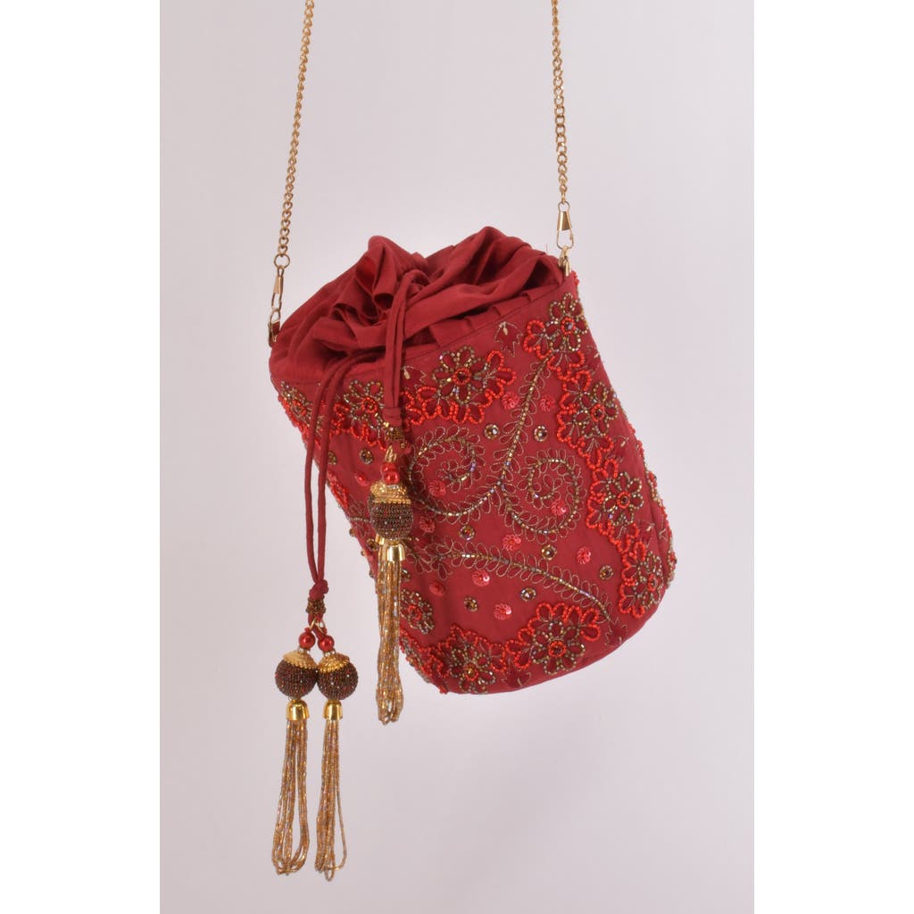 Raas June Embroidered Bucket Bag In Red