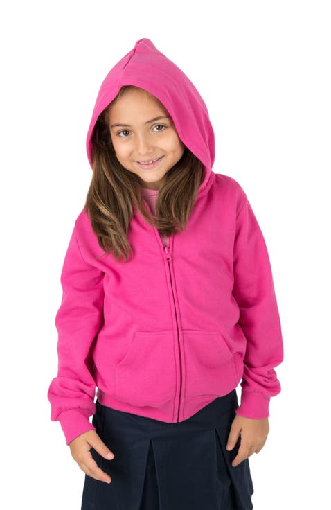 Kids Zip-Up Sweatshirt Hoodie, Cotton Blend, Solid Colors