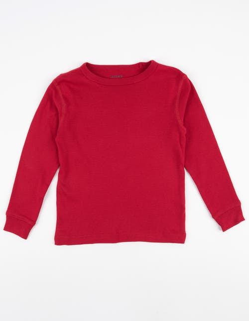 Leveret Kids Long Sleeve T-shirt, 100% Cotton, Solid Colors In Red