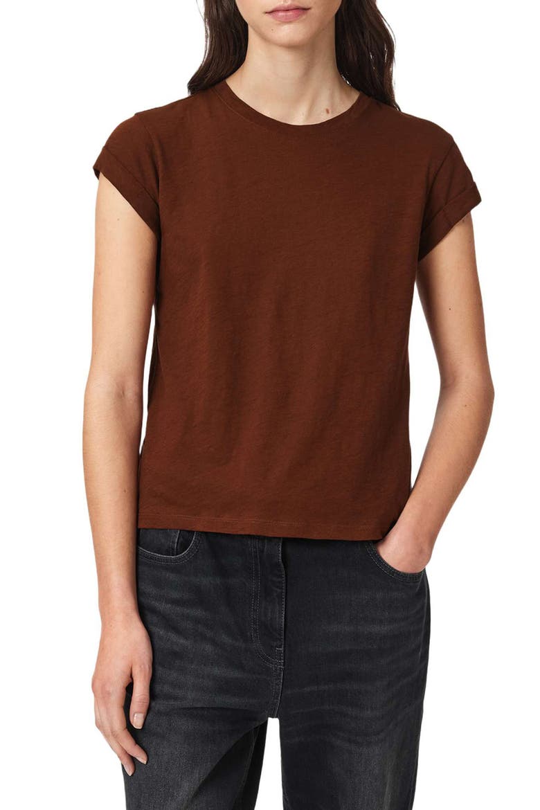 Anna Cotton T-Shirt, Main, color, RUST BROWN